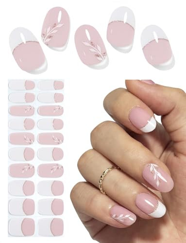 UV Nagelfolien Selbstklebend, 20pcs French Leaf Gel Nagelfolie für Nagel DIY zu Hause
