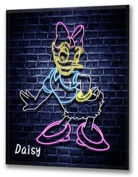 Generico Bild Neon Ente auf Leinwand - Moderner Druck mit Leuchtschild-Effekt - Dekoration für Kinderzimmer, Wohnzimmer, Büro - Bunte Pop Kunst, Geschenk Nerd und Gaming, fertig zum Aufhängen - Urban