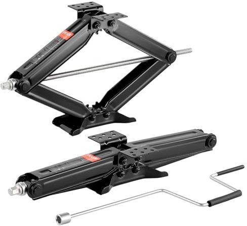 VEVOR Cric Losange Capacité 2948 kg Plage de Levage 103-595 mm, Cric Ciseaux 2PCs, Stabilisateur de Nivellement pour Camping-Car Caravane, avec Manivelle, Douille et Niveaux à Bulle, pour Voyage