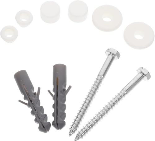 2PCS Toilet Fixing Kit - Floor Fixing Kit - Metal Toilet Fixing Bolts - Toilet Pan Anchor Bolts Set - Toilet Seat Replacement Screws - Home Repair Accessories (White)