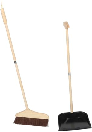 HOMOCONO Sweeping Brush Set Broomstick Dustpan Soft Bristle for Hardwood Floors Daily Cleaning Tool