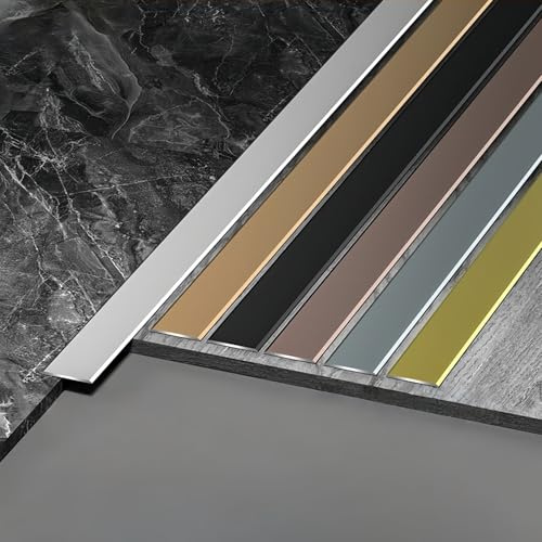 Coayuou Abschlussleiste Boden Aluminium Flachstange 90cm* 3 Stück Fußboden Sockelleisten Kratzfest & Pflegeleicht Fliesenleiste Für Saubere Bodenübergänge(Gold,33mm)