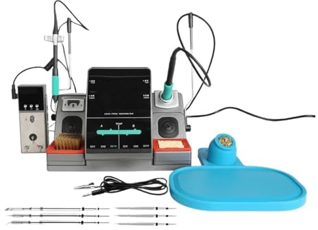 2 in 1 Soldering Station LCD Digital Display Welding Rework Station Soldering Iron Kit Efficient Precision(T3602-Original-6PCS)