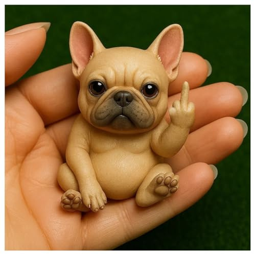Hrlace Mittelfinger Tier Statue Lustige Mini Tiere Figur mit Stinkefinger Harz Mittelfinger-Tier-Dekor-Statue für Desktop Zuhause Büro Auto Garten Dekoration Lustig Geschenke Mittelfinger-Hund