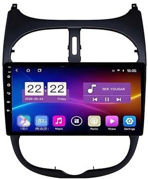 Sistema de navegación Estéreo para Coche Android para Peugeot 206 2 DIN con Radio GPS,Pantalla táctil IPS,Reproductor Multimedia,Compatible 4G