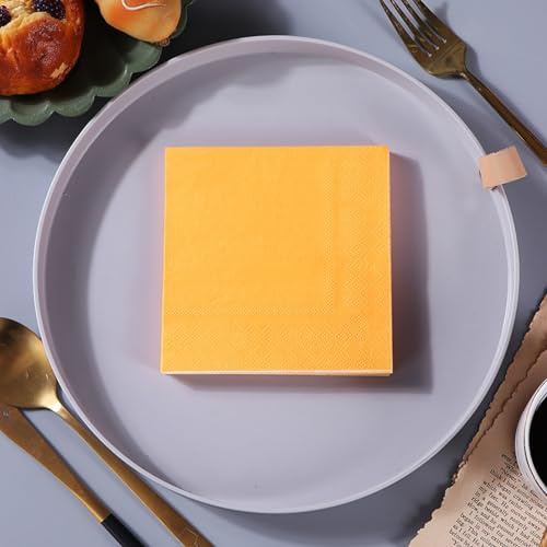 Servietten Orange Einweg-Papier, Strapazierfähig - Ideal für Catering, Bars und Partys, Geburtstag, Frühling, Ostern, Tischdekoration 15 Packs(33x33cm)
