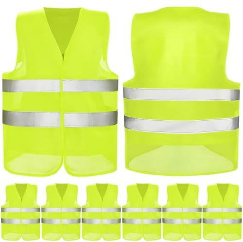 GRIRDDIV 6 Pezzi Universale Giallo Giubbotto Sicurezza Riflettente, Gilet Alta visibilità, Universale Giallo Giubbotto Sicurezza Riflettente, per Stradale Assistenza Conducenti Cantiere