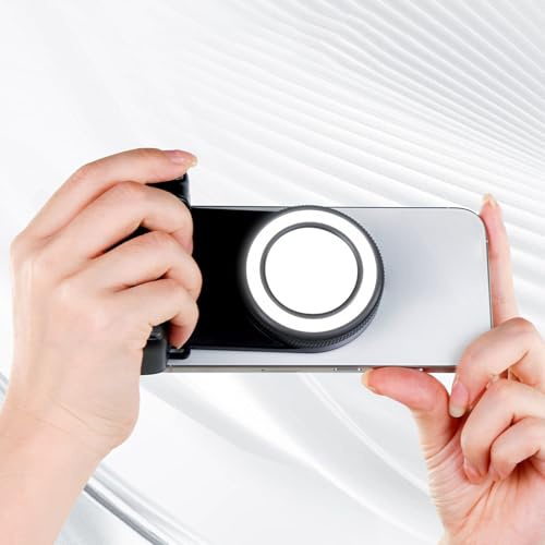 Yechiry Magnetischer Handy-Kameragriff, mit Selfie-Licht, Smartphone-Kameragriff, 360-Grad-Bluetooth-Halterung mit Kabelloser Auslöser-Fernbedienung für Videoaufnahmen