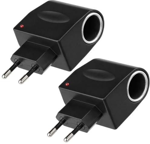 2 adaptadores para Encendedor de Cigarrillos de 220V 12V 500mA 6W | Convertidorde Voltaje CA/CC Enchufe de Pared Europeo para Dispositivos de Coche Cargador doméstico mininevera Seguro