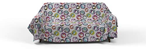 Italian Bed Linen Fantasy Cerchi Astratti Telo Copritutto Stampato 2 Posti, Microfibra