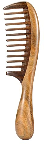 Louise Maelys Hair Comb Wooden Wide Tooth Combs for Curly Hair Detangling Sandalwood