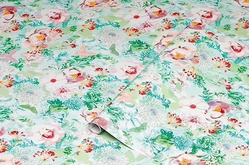 d-c-fix Möbel-Klebefolie Sunland Blumen-Muster 45 cm x 1,5 m - Möbelfolie selbstklebende Deko-Folie Schrank Küche Bad Dekorfolie wasserfest Wiese Motiv Vintage Landhaus-Stil grün rosa bunt