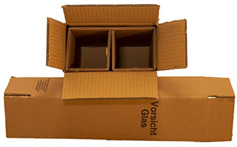 WBV Weinkarton, Flaschenkarton für 2 Flaschen, Versandkarton aus Pappe, Faltkarton