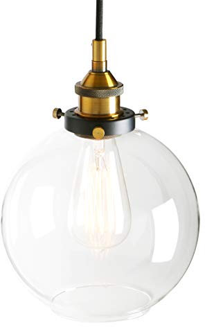 PathsOn Plafonnier industriel vintage moderne à suspendre de 20,1 cm pour bar de cuisine, lustre décoratif en verre transparent (antique)