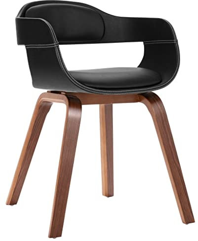 vidaXL Esszimmerstuhl, Küchenstuhl mit Armlehnen, Essstuhl Holzrahmen, Stuhl für Esszimmer Küche, Wohnzimmerstuhl, Bugholz Kunstleder