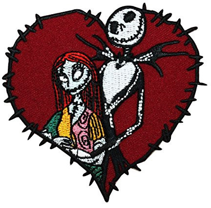 Jack & Sally Love Stitch Heart Iron On Patch Nightmare Before Christmas Applique