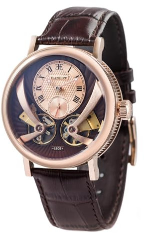 Thomas Earnshaw Beaufort Anatolia ES-8059-03 mechanische Herren-Armbanduhr mit Automatikgetriebe, braunes Zifferblatt mit klassischer Analoganzeige, braunes Lederarmband