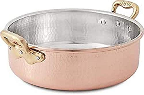 Cu Artigiana Luxury Line Casseruola Bassa, Rame, Marrone, 28, 28 x 28 x 9.5 cm