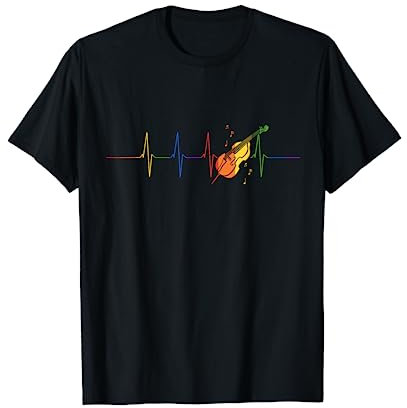 Musiker Geschenk für Cellisten Regenbogen Herzschlag Cello T-Shirt