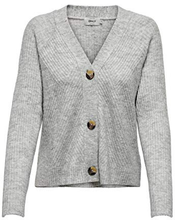 Only Onlcarol L/S Cardigan Knt Noos Maglione, Grigio (Light Grey Melange), XS Donna