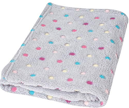 Maltex Babydecke 100 x 75 cm sehr weich Öko-Tex 100 Fleecedecke (Grau mit Punkten)