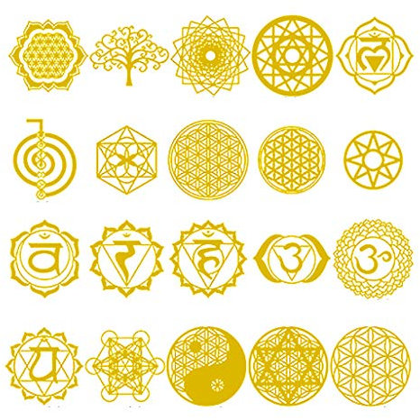 Ocobudbxw 20 pièces sacré géométrique cuivre Orgonite Autocollant Fleur Vie Arbre Bricolage énergie Tour Pyramide matériel époxy résine Art Artisanat