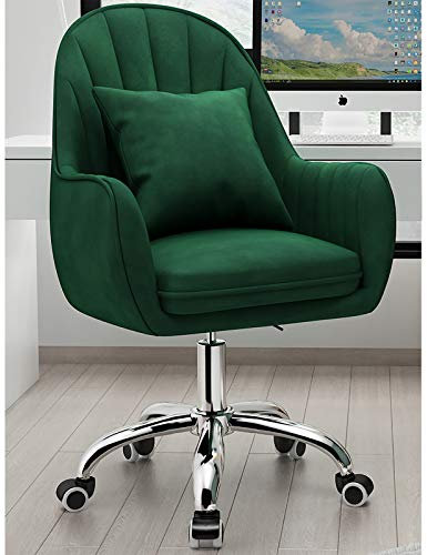 Yizc Höhenverstellbar Drehstuhl Modern Mitte-zurück Stuhl mit Metal Base,Zuhause Bürostuhl Gepolstert Computerstuhl mit Rückenlehne,Samt Büro Schreibtischstuhl-Grün 55x80-90cm(22x31-35inch)