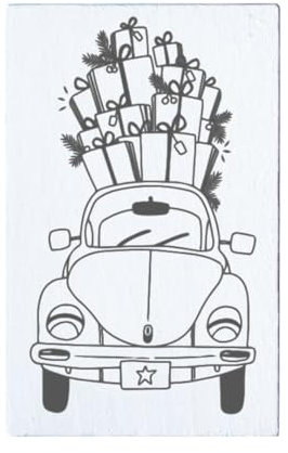 May and Berry Holzstempel - Auto mit Geschenken, 35x55mm