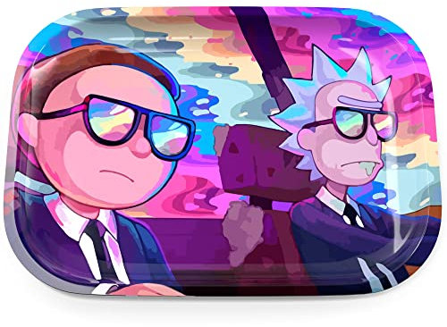 Metal Rolling Tray with Gloss Print & Raised Edges - Rolling Essentials for Smoking Accessories