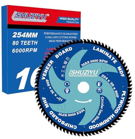 LSHUZIYU, 254mm 80T, Industrial Grade, Centre hole 30mm with 25.4-22.23-20-15.88mm Washer. Ultra Thin Kerf 2.0mm. Wood Cutting Circular Saw Blade, Mitre Saw Blade, Table Saw Blade