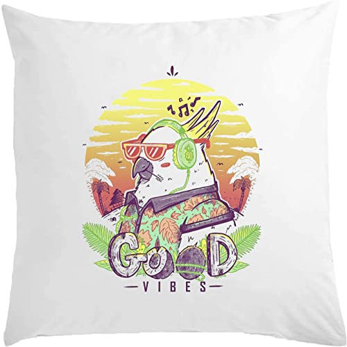 Good Vibes Sunset Cool Parrot Weißes Kissen 40x40cm mit Füllung Weiß One Size