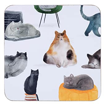 Maxwell & Williams GI0324 Feline Friends Untersetzer-Set 4-TLG. aus MDF, Mehrfarbig, in Geschenkbox