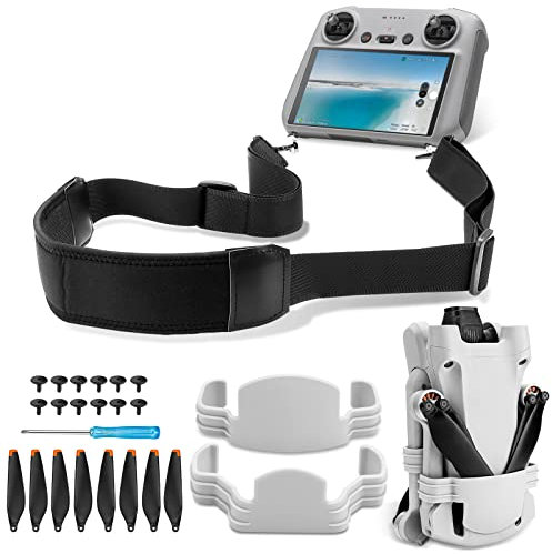 Makerfire DJI Mini 3 Pro Propellerschutz, Propeller für Mini 3 Pro Zubehör, DJI Smart Controller Lanyard RC Halsband, Fixer Propellerhalter für DJI Mini 3 Pro Fly More Kit Drohnenzubehör