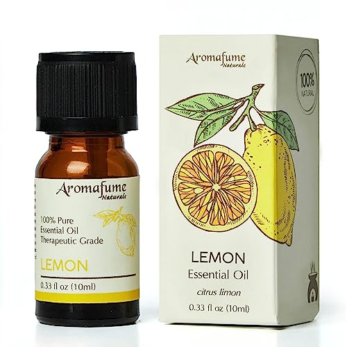 Lemon Essential Oil 10ml | 100% Therapeutic Grade by Aromafume | Citrusy & Zesty Essential Oil for Oil Diffusers, Oil Burners, Soap & Candle Making | Pure & Natural Aromatherapy