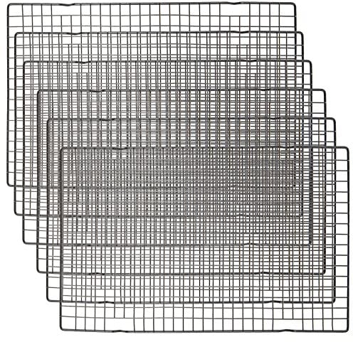 MIVIDE 6Pack 41x25CM Cooling Rack, Black Non Stick Coated Wire Cooling Racks for Baking, Cake Cooling Tray Cooling Baking Racks Set for Baking, Cake Cooling, Roasting Rack