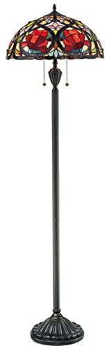 Casa Padrino Luxus Tiffany Stehleuchte Mehrfarbig/Vintage Bronze Ø 46 x H. 157,5 cm - Tiffany Stehlampe - Tiffany Leuchten - Tiffany Stehleuchten - Wohnzimmer Stehleuchten - Büro Stehleuchten