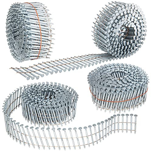 Siding Nail Coil 1-3/4 Inch x .092, 15 Degree, Full Round Head, Ring Shank, Wire Coil Siding Nails Total 1,200 Count