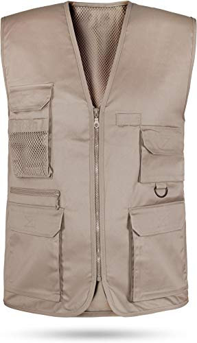 normani Hundesport Weste mit vielen Taschen für Leine, Futter und weiteres Zubehör Farbe Beige Größe L