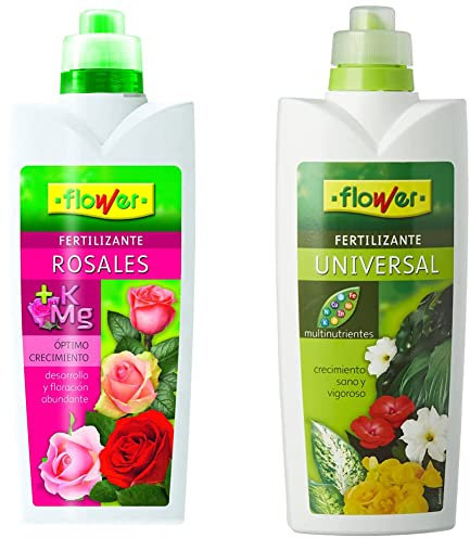 Flower Fertilizante Liquido Rosales, 1000 ml & Fertilizante Líquido Universal, 1000 ml