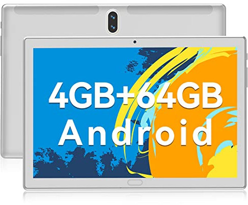 FEONAL 2024 Neueste Tablet 10 Zoll, Android 4G LTE+WiFi, Tablets Mit 2 SIM 1 SD,64GB ROM SD Max 512GB-Octa-Core | 1080P FHD | 13MP | 6000mAh | Bluetooth | WLAN/GPS/OTG/Typ C - Silber
