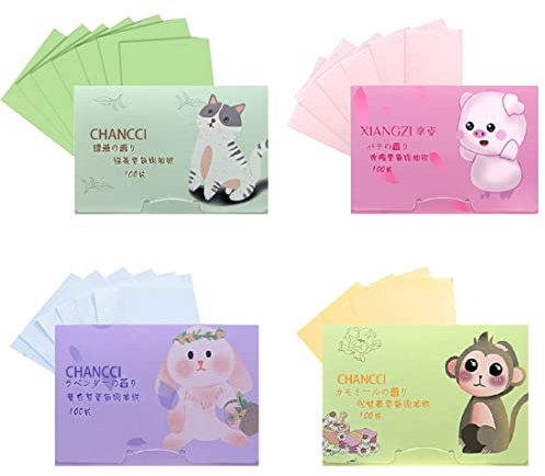 400 Gesichts-Löschpapier,Öl Absorbierendes Papier Weich Öl Löschpapier Blätter,für Reise Makeup Zubehör für Frauen, Männer, 4 Farben
