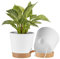 FaithLand 2-Pack 8 Inch Planter Pots for Indoor Outdoor Plants, Self Watering Flower Pots with Deep Reservoir, White with Terracotta …