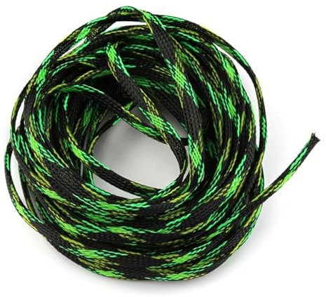 100 Meter Cable Sleeve Braided Insulated PET Expandable Wire Gland Cables Spiral Wrapping Protection Harness Sheath Cable Sleeve-Black Green,25 mm