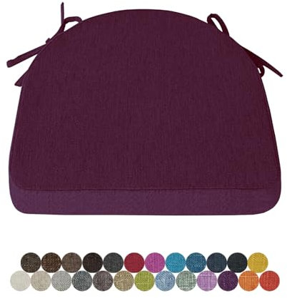 Lsjoaw 1 Stück Stuhlkissen Sitzkissen Stuhl 40X40X38X5 Sitzpolster mit Bindeband Rutschfestes Zierkissen Gartenkissen Halbrund Auflage für Stühle Indoor/Outdoor Sitzauflage,Dark Purple