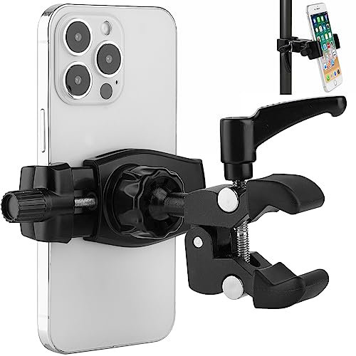 Mippko Handyhalterung für Golfwagen, Mikrofonständer, Wagen, Geländer, Lenker, Stange, passend für 8,9-19,1 cm (3,5-19,1 cm) iPhone/Nexus/HTC/LG/Smartphone, 360° Verstellbarer Clip, Halterung aus