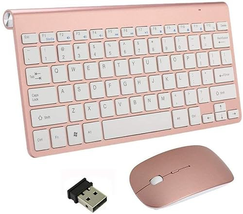 zhonghua Wireless Keyboard Mouse Combo, Slim Keyboard and Mouse, UK Layout, Windows/Mac, Portable, Ergonomic, Battery Powered, Full-sized Membrane, QWERTY, Laptop/PC/Tablet/Smartphone/Mac