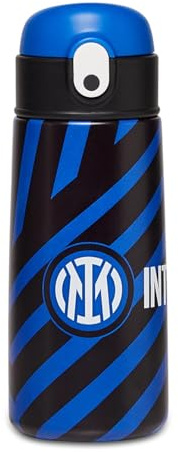 Inter Seven Borraccia F.C Calcio, Nero Blu, Borraccia Termica in Acciaio Inox Interno Esterno, Mantenimento Temperatura fino a 24h, Cannuccia in silicone e apertura automatica, Scuola Bambino