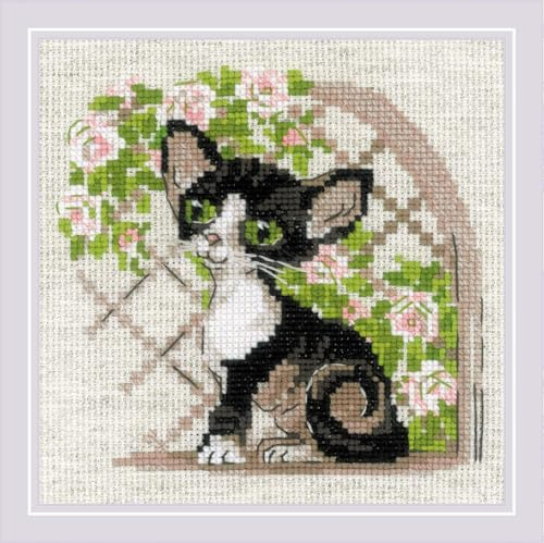 Riolis Kreuzstich Stickpackung Cornish Rex Kätzchen, Zählmuster, 15x15cm