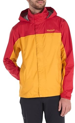 MARMOT Herren Precip Eco Leichte & Wasserdichte Regenjacke, Team Red/Golden Sun - Neueste Kollektion, XL
