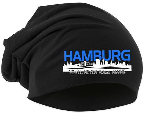 UGLYSHIRT Hamburg Skyline Mütze | Strickmütze Hamburg Sport Mütze Hut Logo Hat Stadt Dehnbar | Beanie